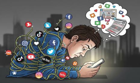 Ilustrasi kesehatan mental media sosial untuk artikel Menjaga Kesehatan Mental Media Sosial di Tengah Tekanan